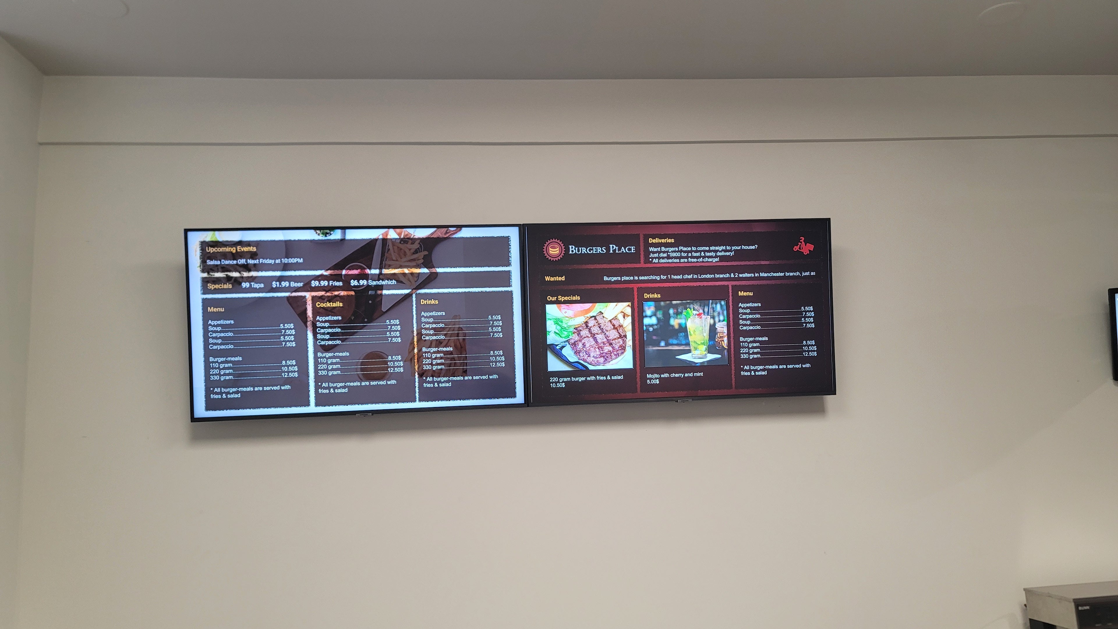 Dual 55inch LCD Screens for Menu Boards