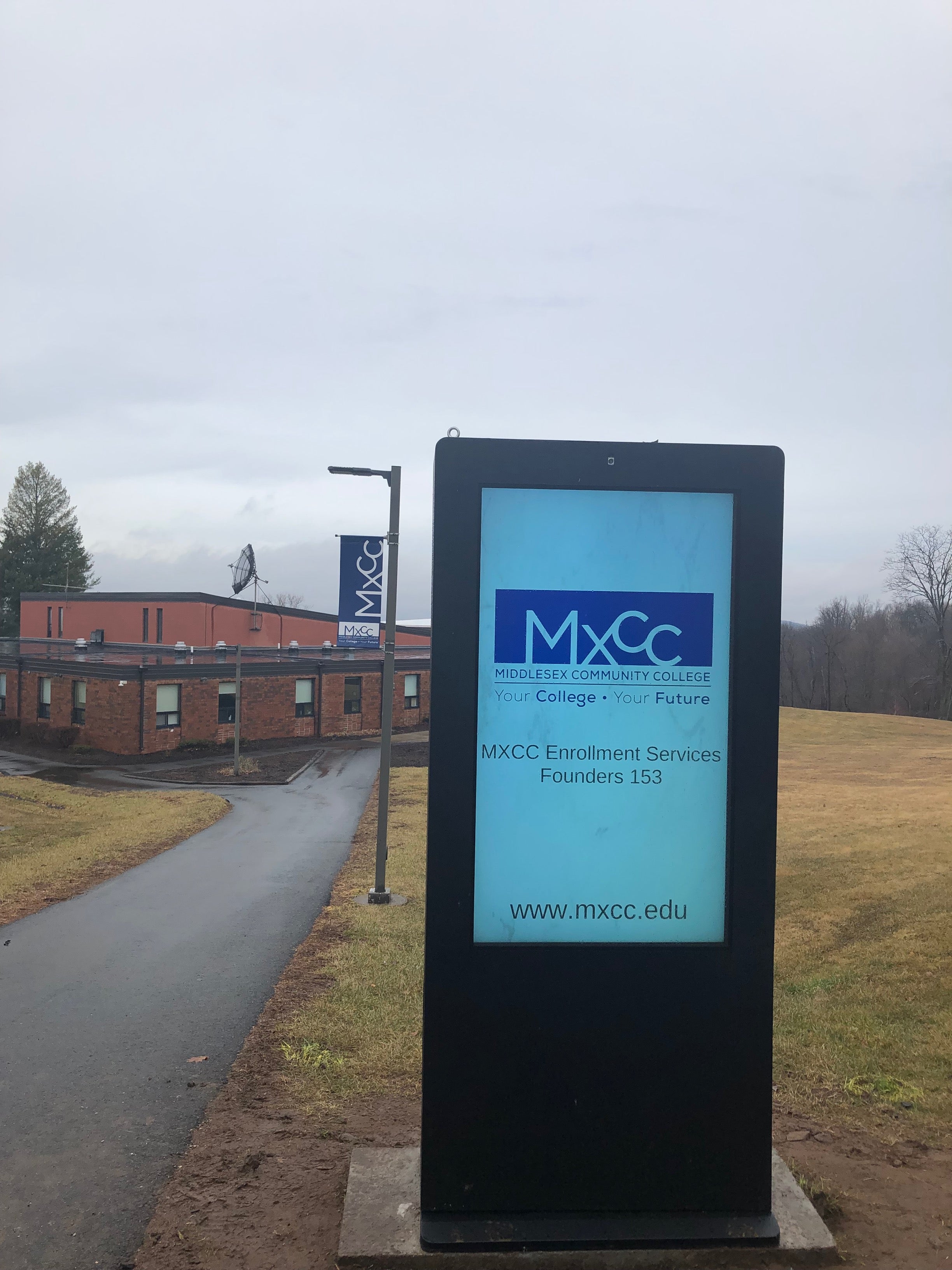 Middlesex Community College 65 Inch Double Sided Outdoor Kiosk